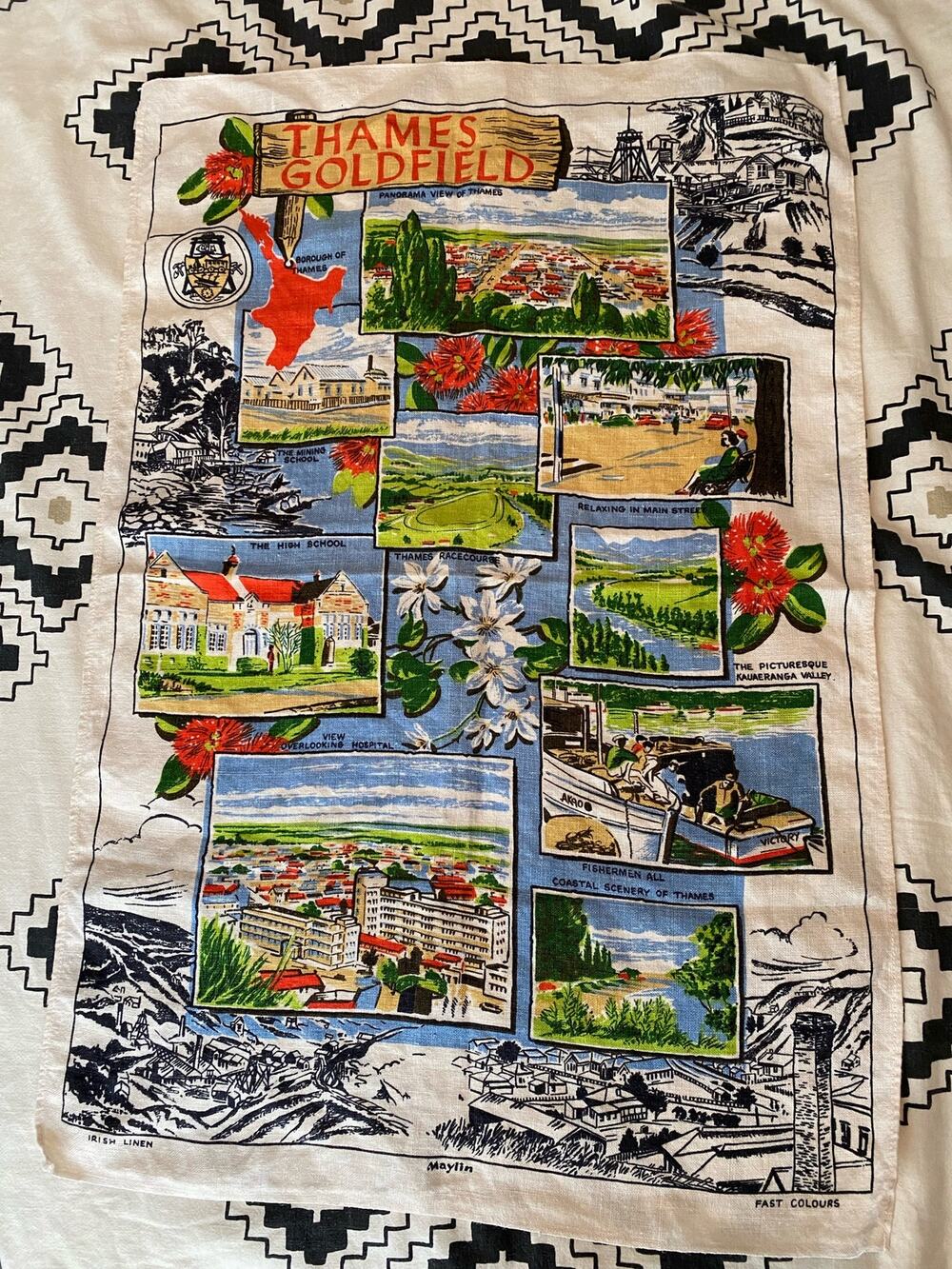 Vintage Thames Goldfield Collectible Kitchen Linen Tea Towel Souvenir